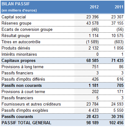 bilan passif 2012 bilan passif 2012, Rentabiliweb Group
